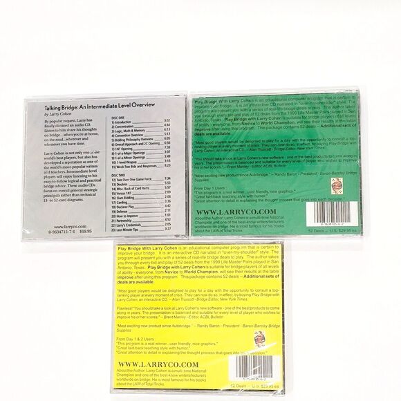 Play Bridge with Larry Cohen CD 1999 Life Master Pairs Day 2 & 3 CD Rom Lot Of 3 - Picture 2 of 14